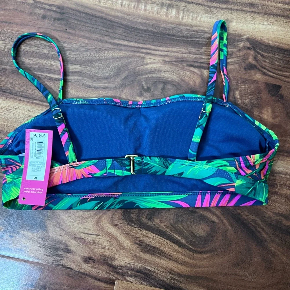 NWT - Bralette Bikini Top - Xhilaration - Blue Tropical Print - Medium